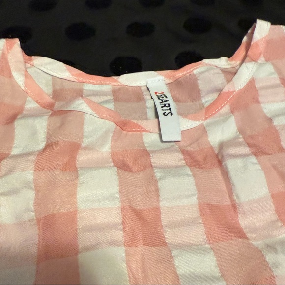 2 Hearts Pink & White Gingham Peplum Top - Picture 2 of 5